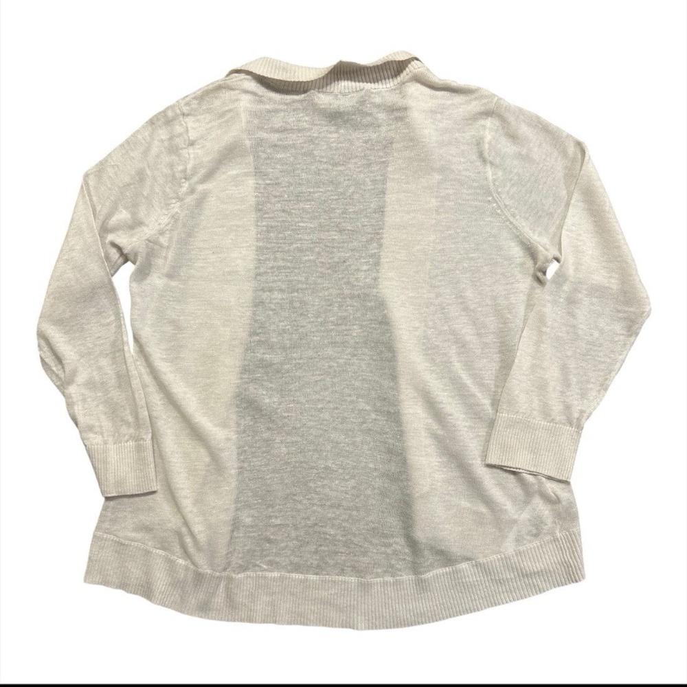 Tommy Bahama Size Small Ivory/ Off White Lea Open 100% Linen Cardigan Open Front - Picture 2 of 8